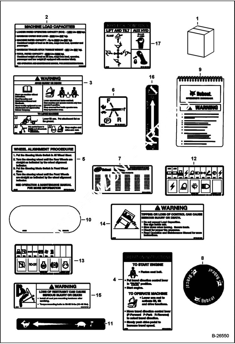 Схема запчастей Bobcat 5600 - DECALS (Inside) ACCESSORIES & OPTIONS