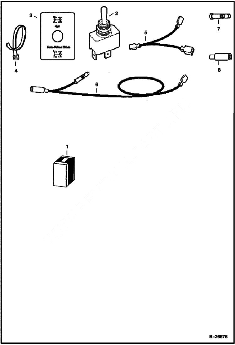 Схема запчастей Bobcat 2200 - FRONT DIFFERENTIAL DISABLE KIT (Toggle Switch On Dash) ACCESSORIES & OPTIONS