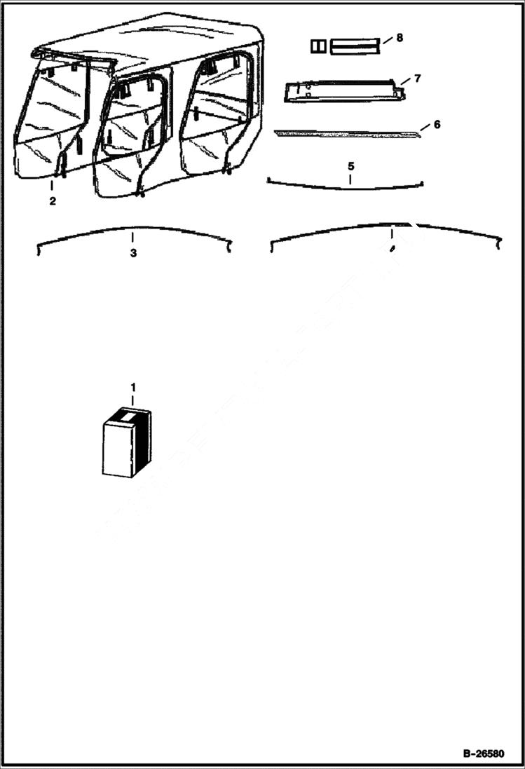 Схема запчастей Bobcat 2100 - THREE SIDED VINYL ENCLOSURE (2100S) ACCESSORIES & OPTIONS