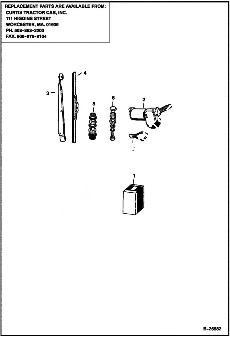 Схема запчастей Bobcat 2300 - WINDSHIELD WIPER KIT ACCESSORIES & OPTIONS