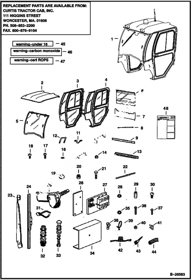 Схема запчастей Bobcat 2300 - CAB ENCLOSURE KIT (Modular) ACCESSORIES & OPTIONS