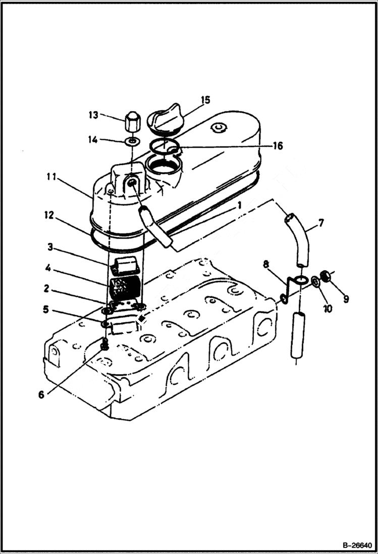 Схема запчастей Bobcat 316 - ROCKER ARM COVER Kubota D722 ESA 522911 POWER UNIT
