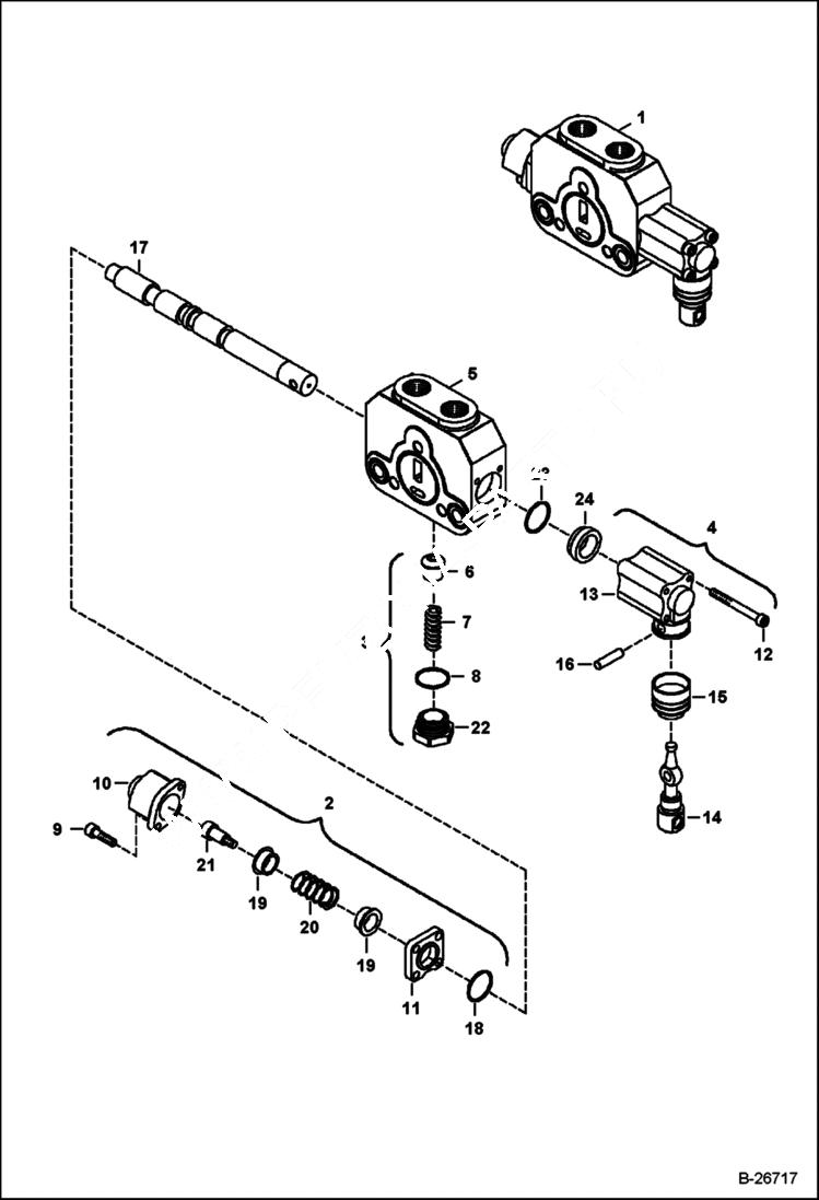 Схема запчастей Bobcat B200 - HYDRAULIC CIRCUITRY (Stabilizers Left/ Right Section) (Center Mount) HYDRAULIC SYSTEM