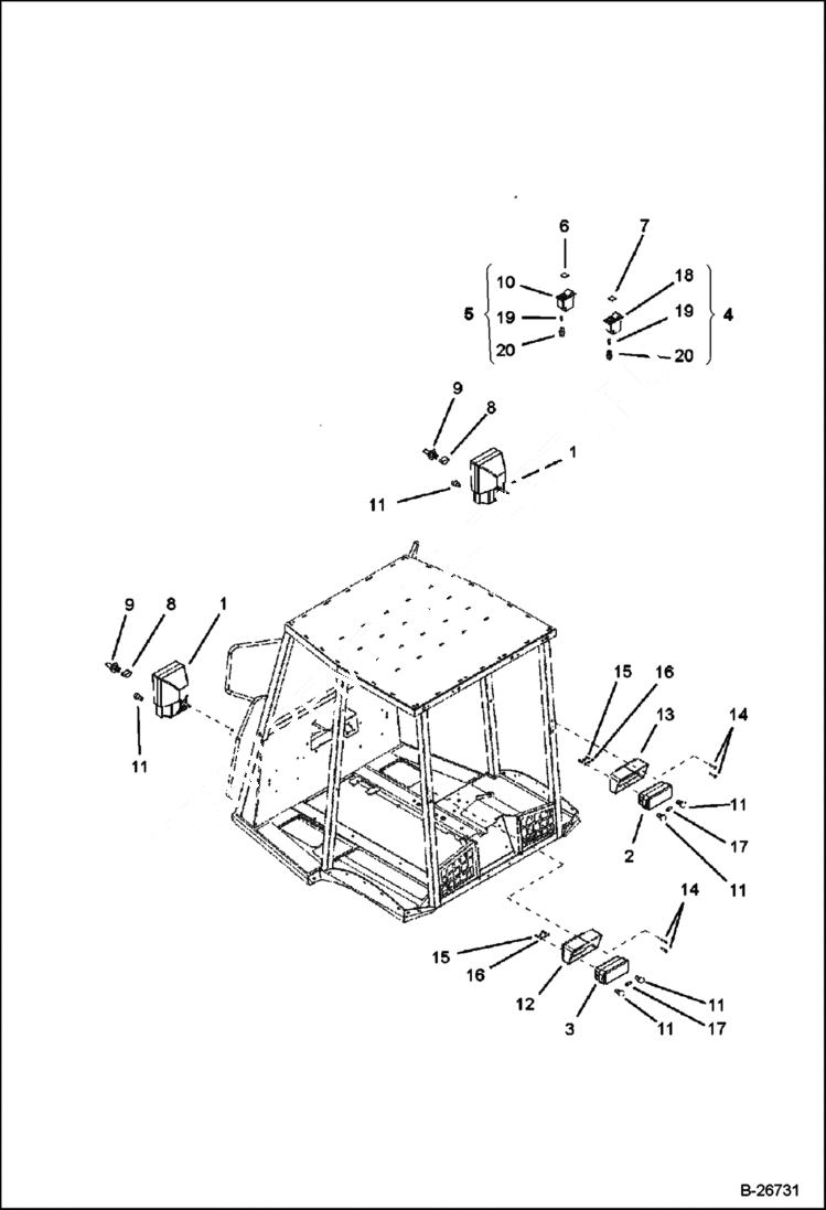 Схема запчастей Bobcat BL575 - MAIN LIGHTS (BL570) 5706 11024 & Below (BL575) 5720 11006 & Below ELECTRICAL SYSTEM