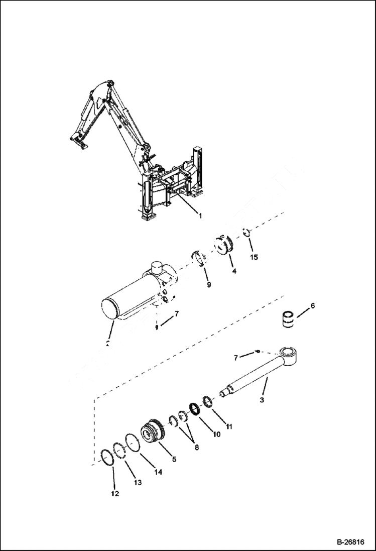 Схема запчастей Bobcat BL575 - SWING CYLINDER Bottom Side Shift HYDRAULIC SYSTEM