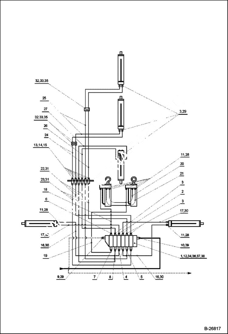 Схема запчастей Bobcat BL575 - HYDRAULIC CIRCUITRY Backhoe HYDRAULIC SYSTEM
