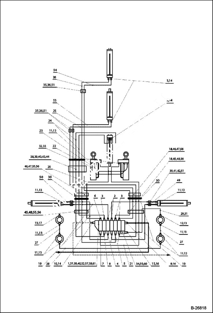 Схема запчастей Bobcat BL575 - HYDRAULIC CIRCUITRY Side Shift Backhoe HYDRAULIC SYSTEM