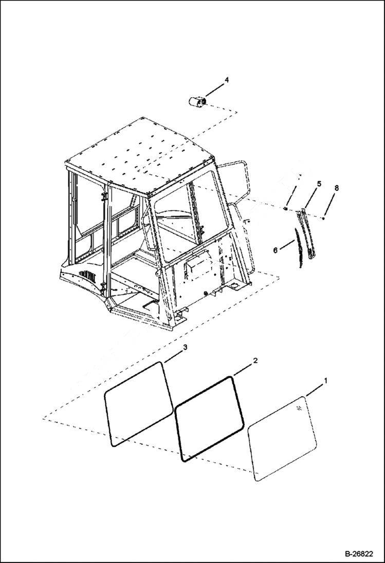 Схема запчастей Bobcat BL575 - CAB Front Window CAB
