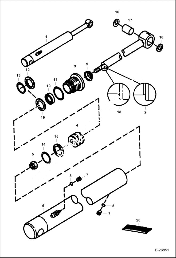 Схема запчастей Bobcat 337 - BUCKET CYLINDER (S/N 515411921-11923, 11926 & Above and 230611001 & Above) HYDRAULIC SYSTEM