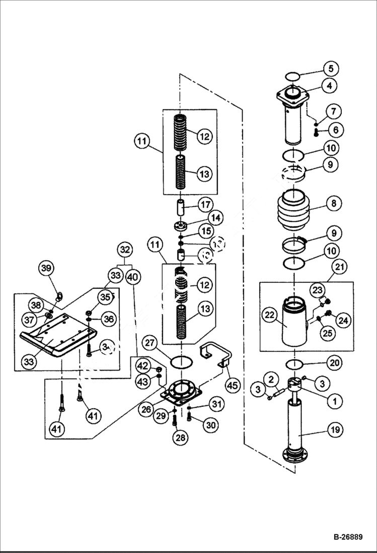 Схема запчастей Bobcat UPRIGHT RAMMER - LOWER SECTION MAIN FRAME