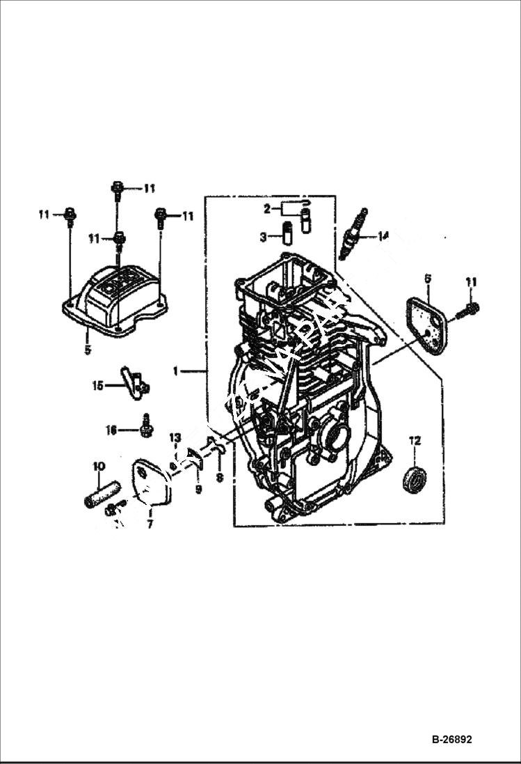 Схема запчастей Bobcat UPRIGHT RAMMER - HONDA ENGINE (Cylinder) POWER UNIT