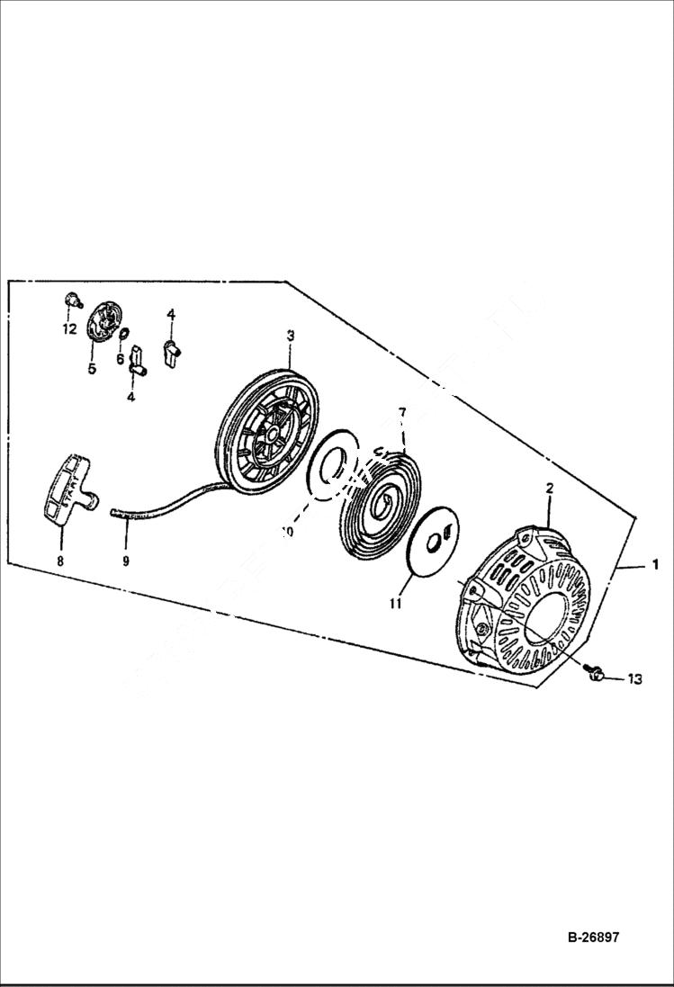 Схема запчастей Bobcat UPRIGHT RAMMER - HONDA ENGINE (Starter) POWER UNIT