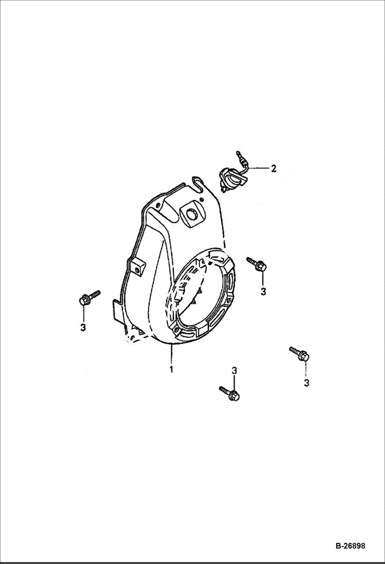 Схема запчастей Bobcat UPRIGHT RAMMER - HONDA ENGINE (Fan Shroud) POWER UNIT