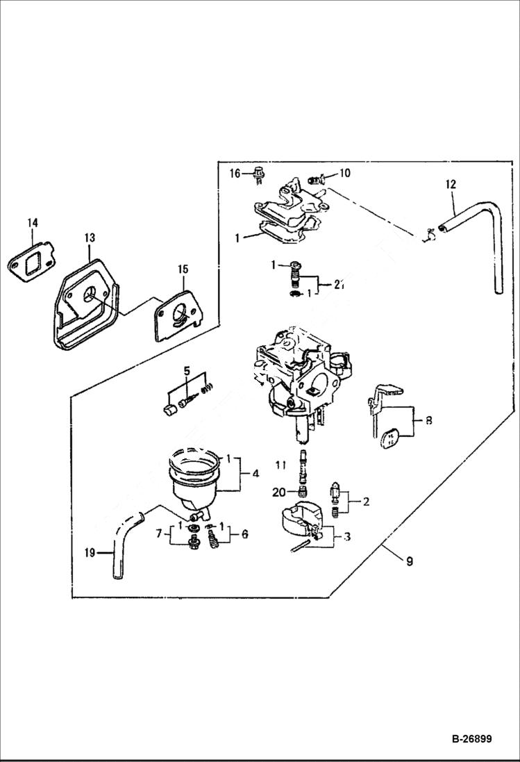 Схема запчастей Bobcat UPRIGHT RAMMER - HONDA ENGINE (Carburetor) POWER UNIT