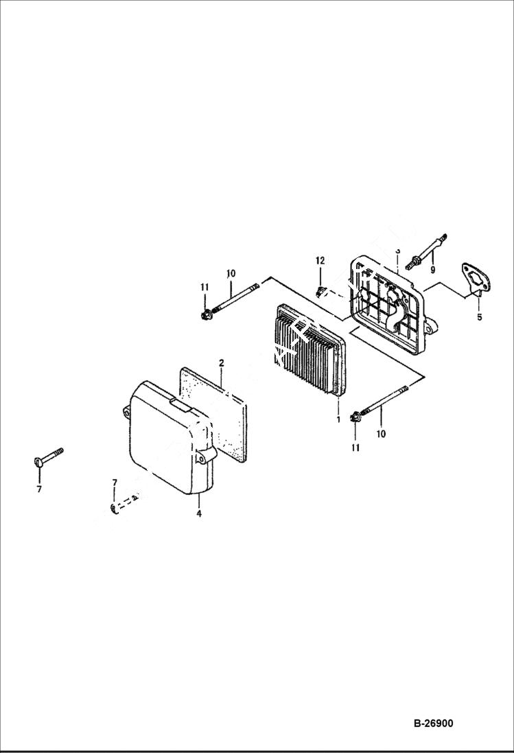 Схема запчастей Bobcat UPRIGHT RAMMER - HONDA ENGINE (Air Cleaner) POWER UNIT