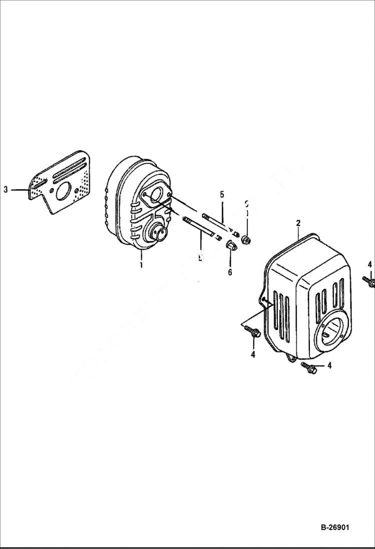 Схема запчастей Bobcat UPRIGHT RAMMER - HONDA ENGINE (Muffler) POWER UNIT