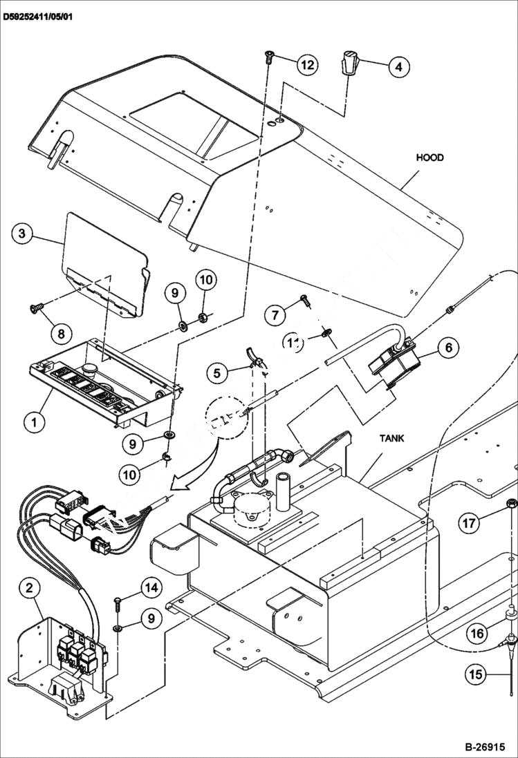 Схема запчастей Bobcat BCT13 - ELECTRONICS INSTALLATION (S/N 491511080 & Above) ELECTRICAL SYSTEM