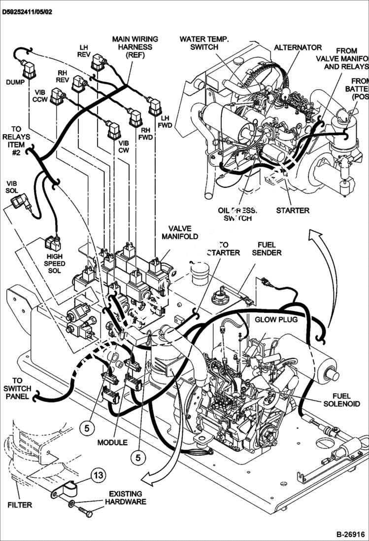 Схема запчастей Bobcat BCT13 - ELECTRONICS INSTALLATION (S/N 491511080 & Above) ELECTRICAL SYSTEM