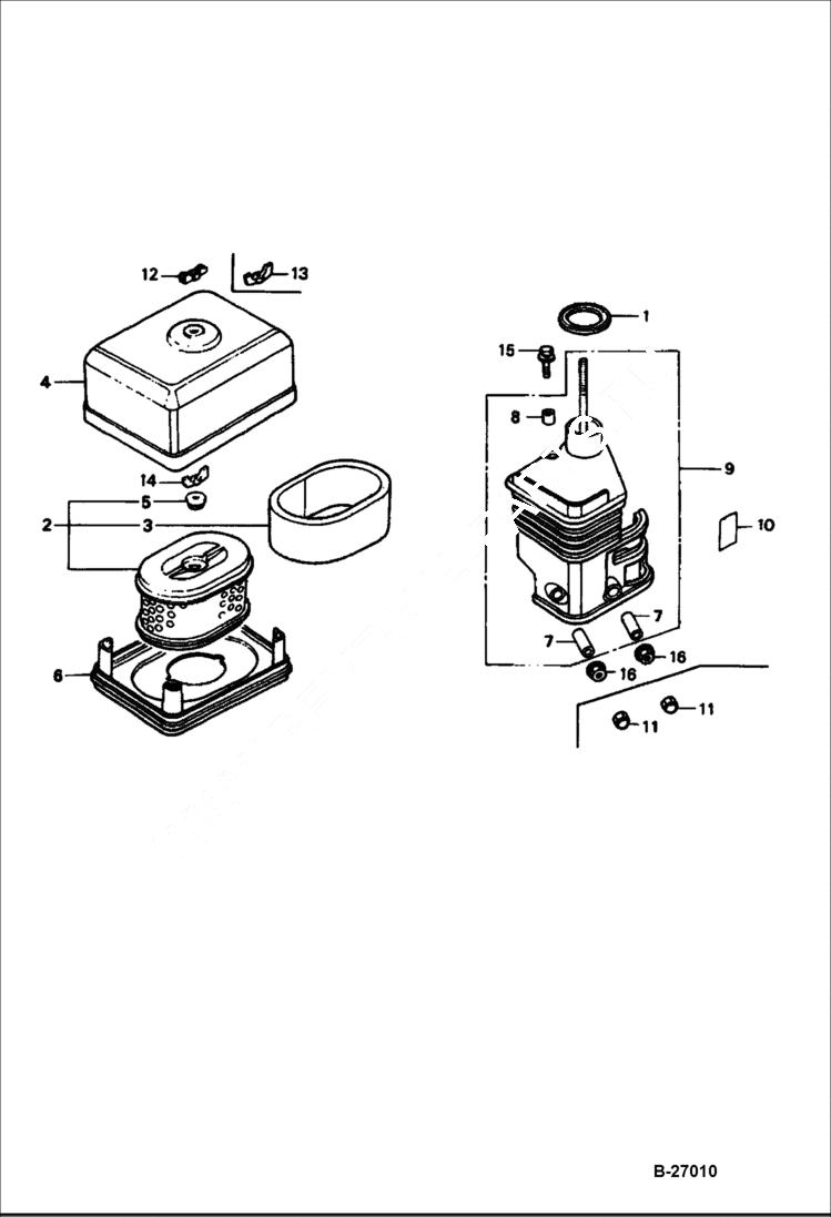 Схема запчастей Bobcat VIBRATORY PLATE COMPACTOR - ENGINE (Air Cleaner) BC15 POWER UNIT