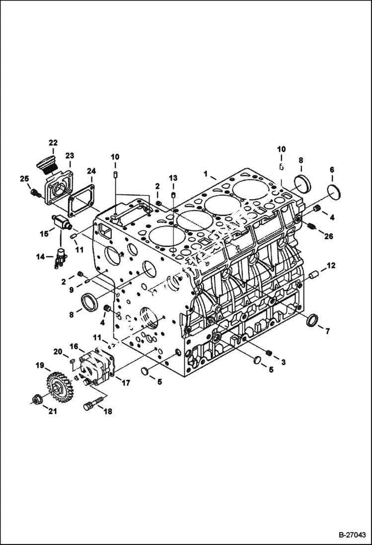 Схема запчастей Bobcat 337 - CRANKCASE POWER UNIT