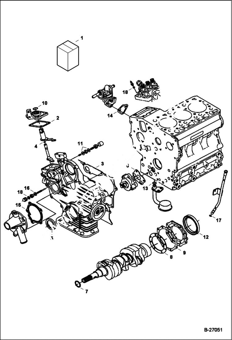 Схема запчастей Bobcat Mini Tracks Loaders - LOWER GASKET KIT (Kubota D902-E3B-BC-1)(Tier IV Replacement) REPLACEMENT ENGINE