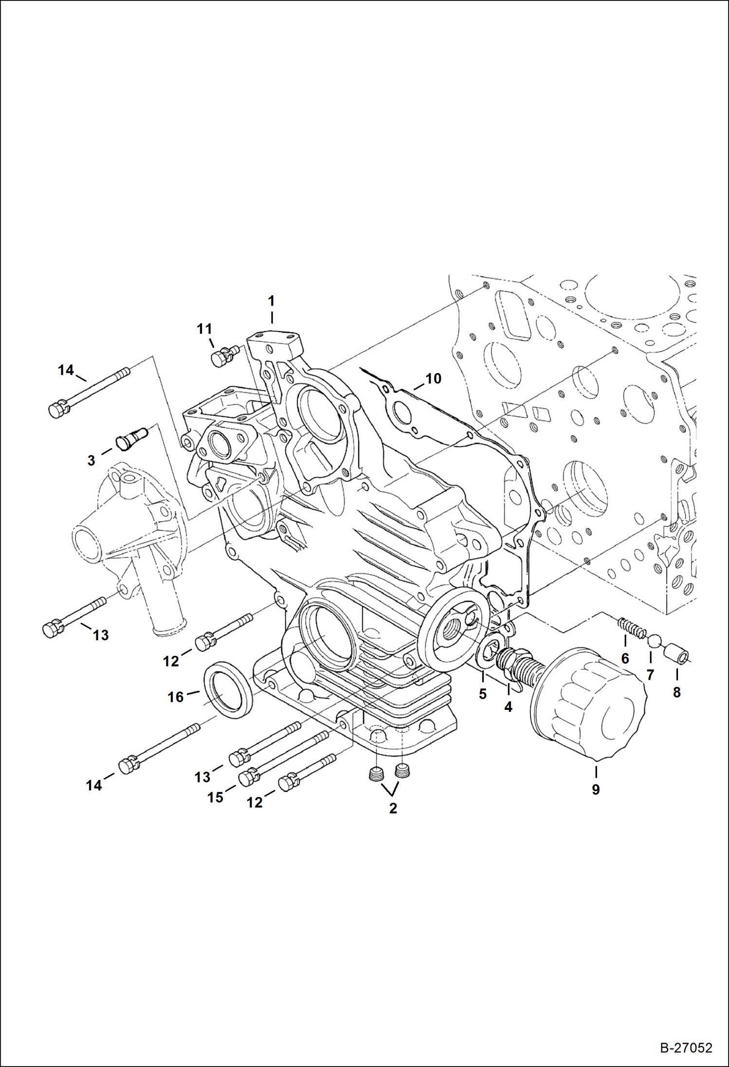 Схема запчастей Bobcat Mini Tracks Loaders - GEARCASE (Kubota - D722-E3B-BC-6)(Tier IV Replacement) REPLACEMENT ENGINE