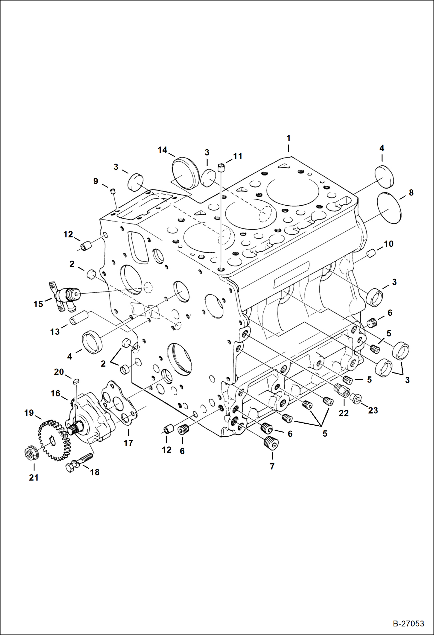 Схема запчастей Bobcat Mini Tracks Loaders - CRANKCASE (Kubota - D722-E3B-BC-6)(Tier IV Replacement) REPLACEMENT ENGINE