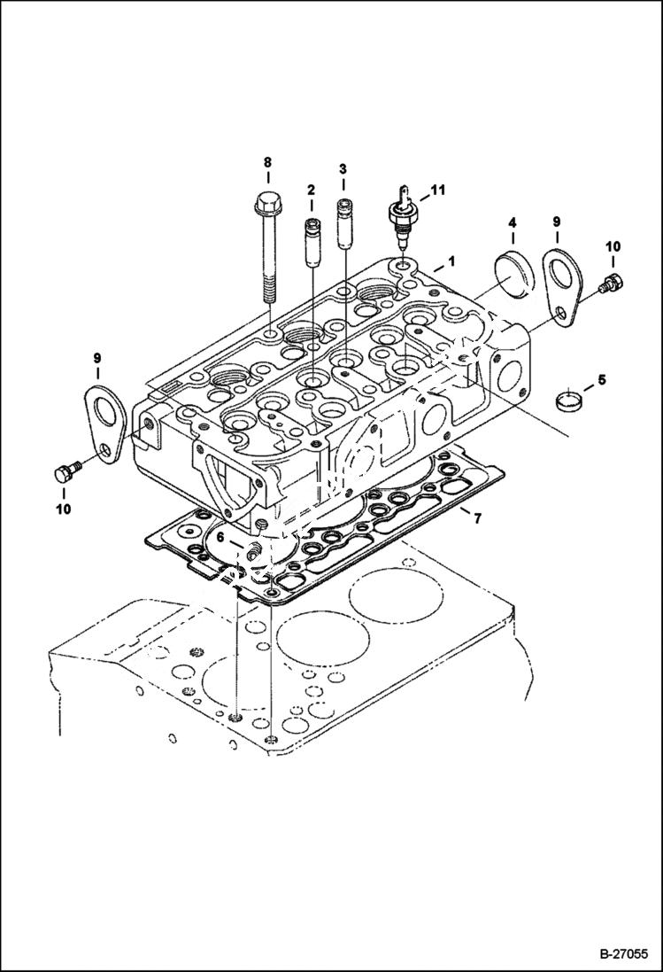 Схема запчастей Bobcat Mini Tracks Loaders - CYLINDER HEAD POWER UNIT