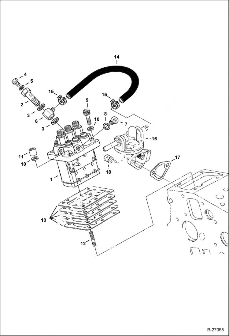 Схема запчастей Bobcat Mini Tracks Loaders - FUEL & INJECTION PUMP (Kubota - D722-E3B-BC-6)(Tier IV) Replacement REPLACEMENT ENGINE