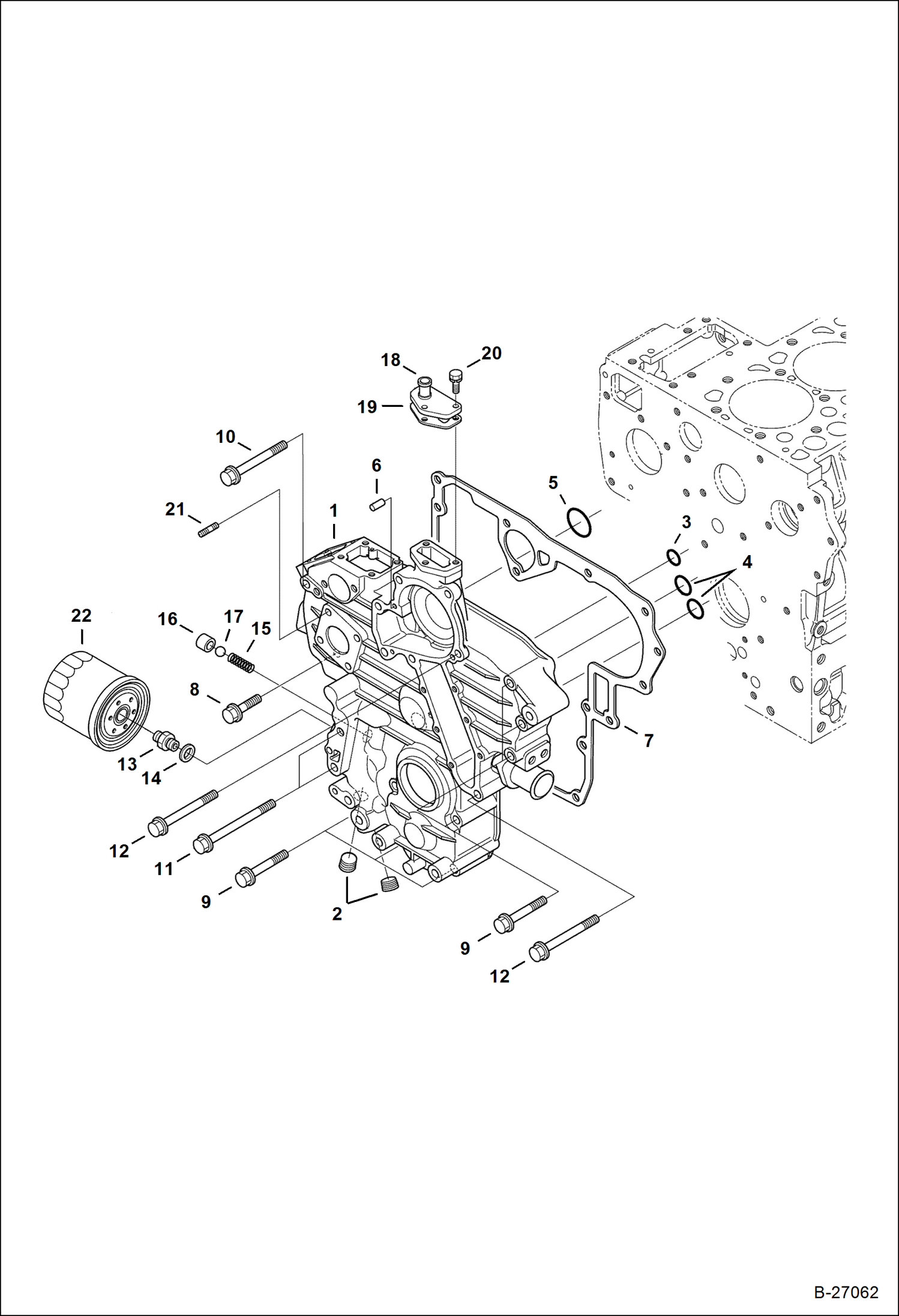 Схема запчастей Bobcat 331 - GEARCASE (S/N E/ 9FZ999 & Below) POWER UNIT