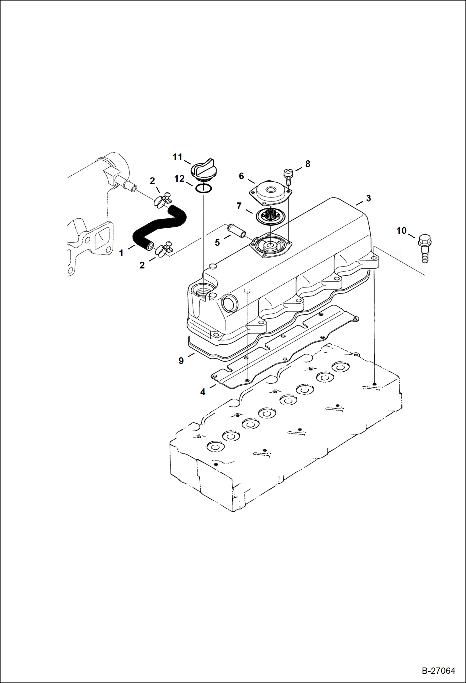 Схема запчастей Bobcat 331 - ROCKER ARM COVER POWER UNIT
