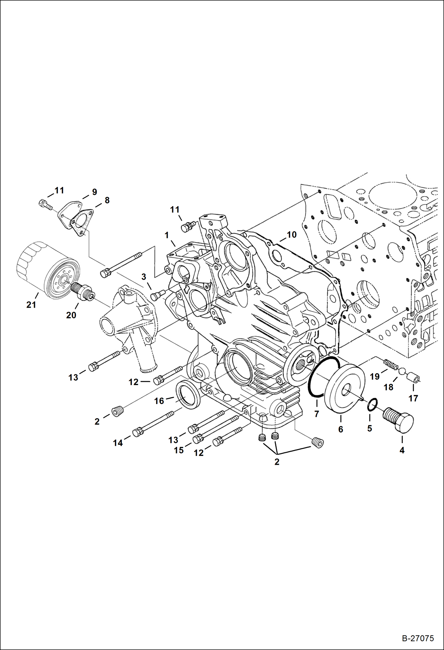 Схема запчастей Bobcat 320 - GEARCASE (Kubota - D722-E3B-BC-5) (Tier IV Replacement) REPLACEMENT ENGINE