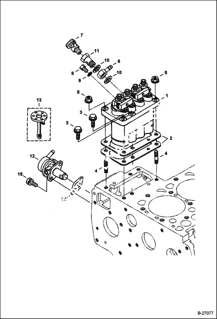 Схема запчастей Bobcat T-Series - FUEL AND INJECTION PUMP POWER UNIT