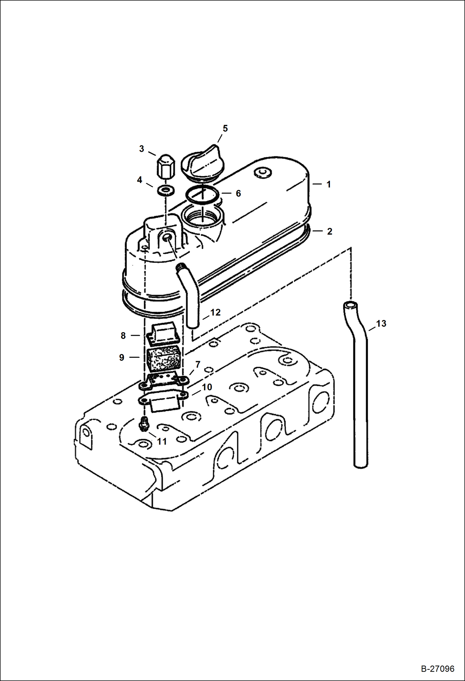 Схема запчастей Bobcat 320 - ROCKER ARM COVER (Kubota D722-EB-MELROE-1) POWER UNIT