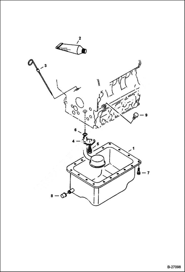 Схема запчастей Bobcat 400s - OIL PAN (Kubota D722) POWER UNIT