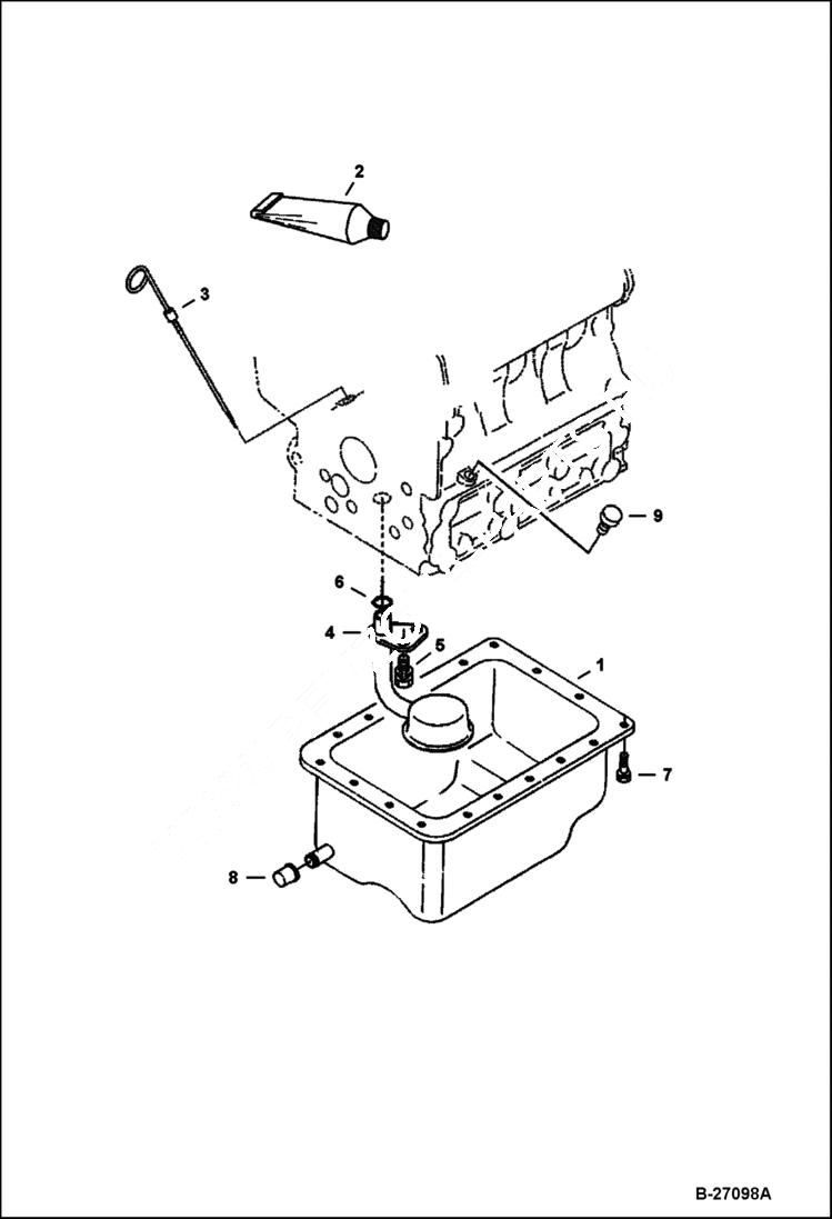 Схема запчастей Bobcat 400s - OIL PAN (Kubota D722-E2B-BC-1) REPLACEMENT ENGINE