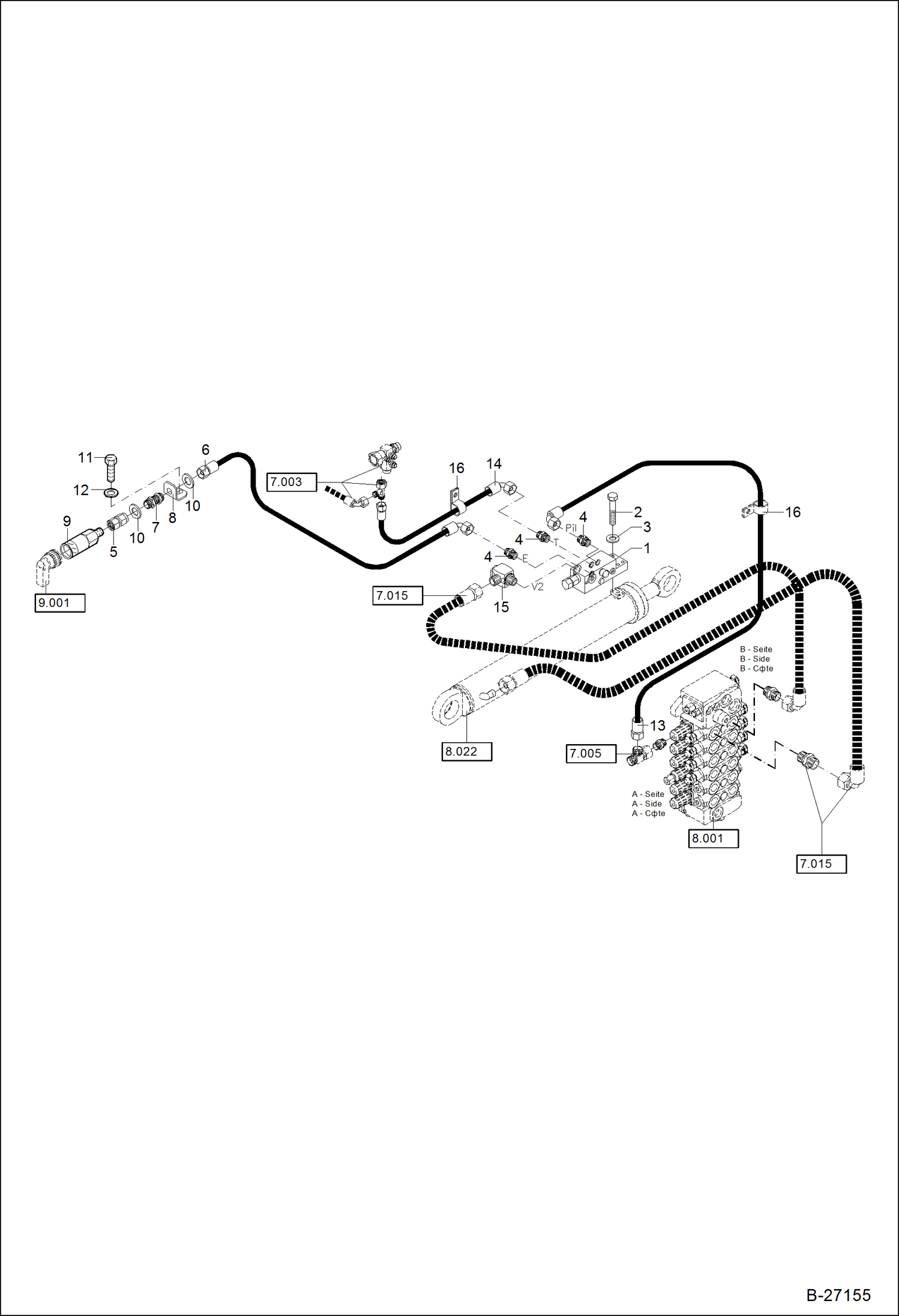 Схема запчастей Bobcat 442 - HYDRAULIC INSTALLATION Load Holding Valve Boom - Mono HYDRAULIC SYSTEM