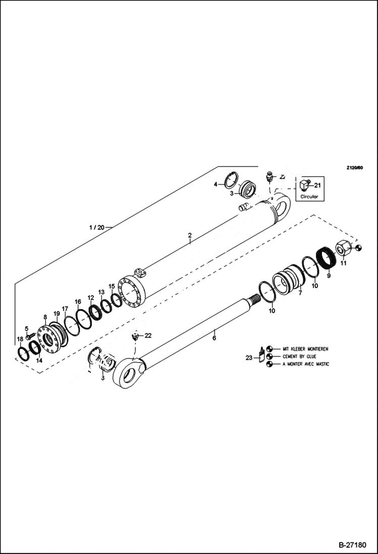 Схема запчастей Bobcat 442 - HYDRAULIC CYLINDER Boom HYDRAULIC SYSTEM