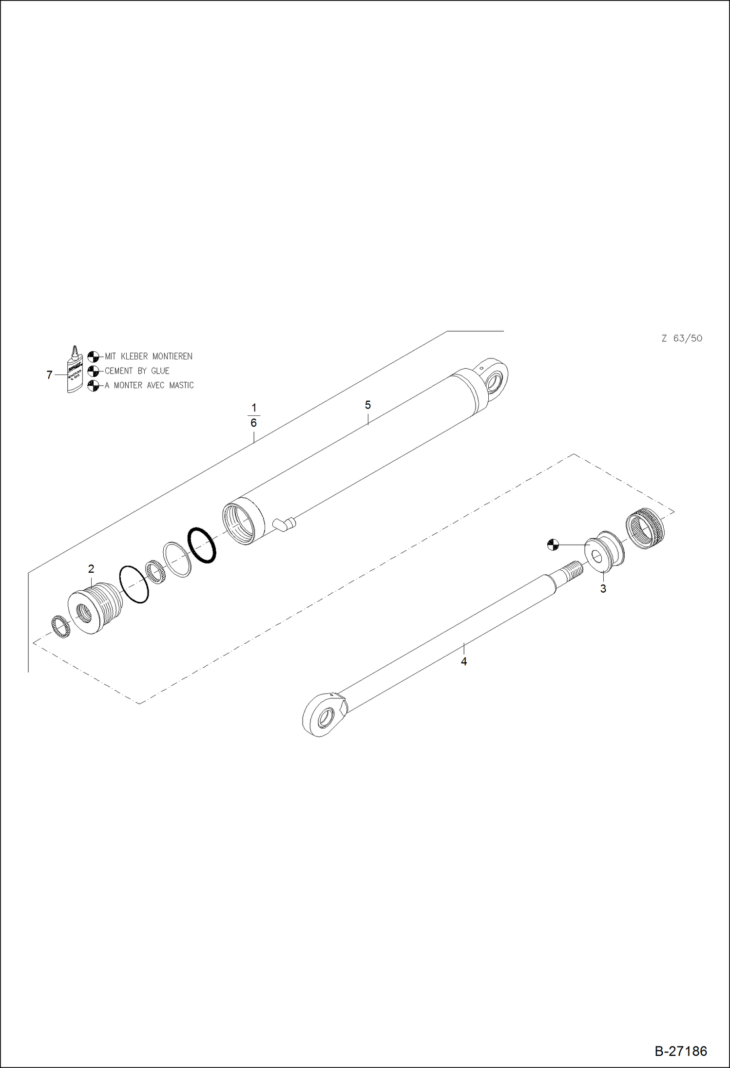 Схема запчастей Bobcat 442 - HYDRAULIC CYLINDER Prong HYDRAULIC SYSTEM