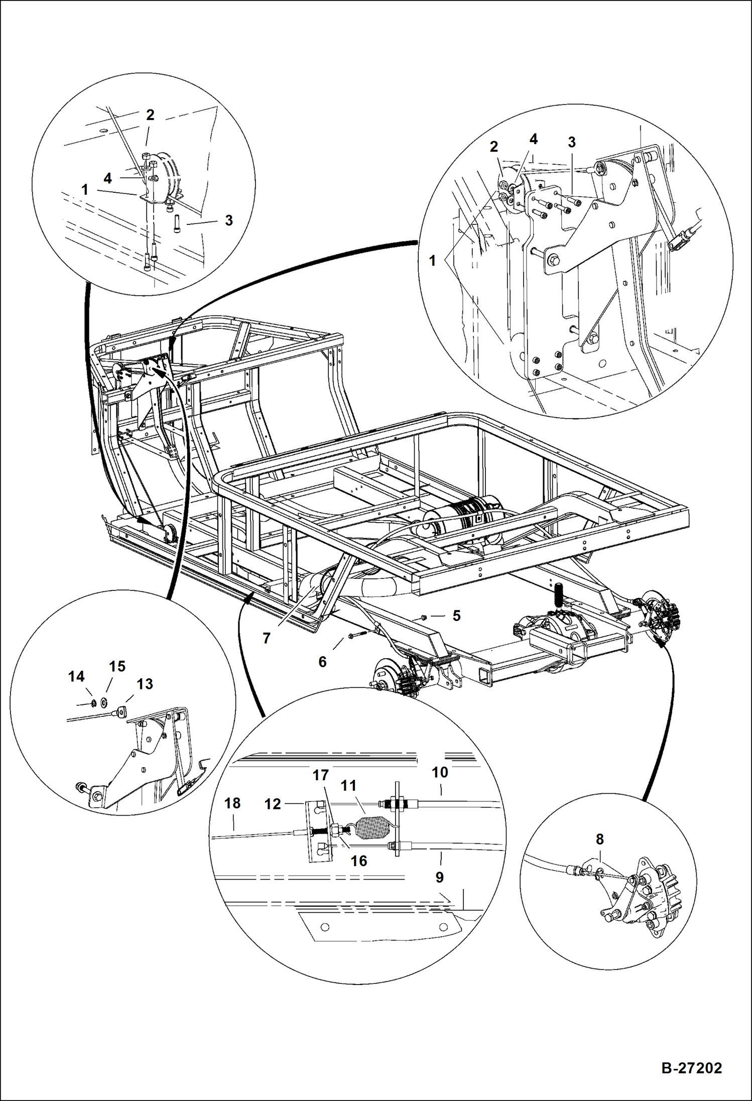 Схема запчастей Bobcat 2200 - PARK BRAKE ASSEMBLY (With Pulley System) CHASSIS