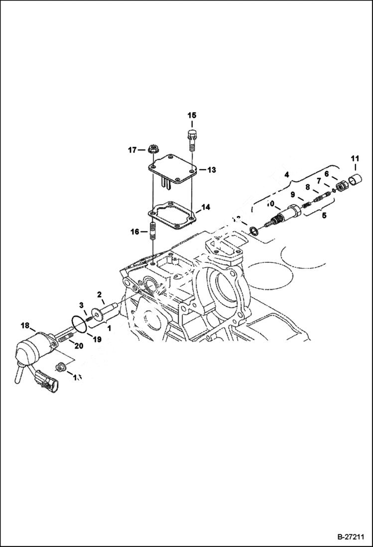 Схема запчастей Bobcat 328 - ENGINE STOP LEVER POWER UNIT