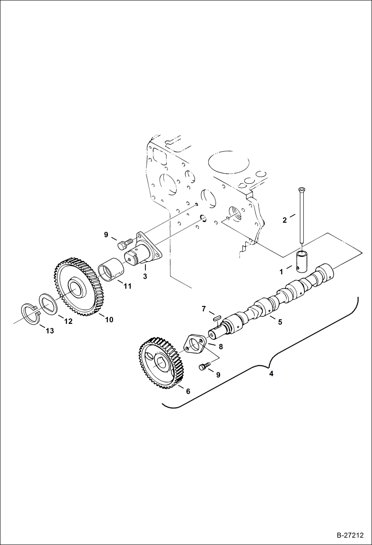 Схема запчастей Bobcat 325 - CAMSHAFT Kubota - D1703-M-E3B - Interim Tier IV Replacement REPLACEMENT ENGINE