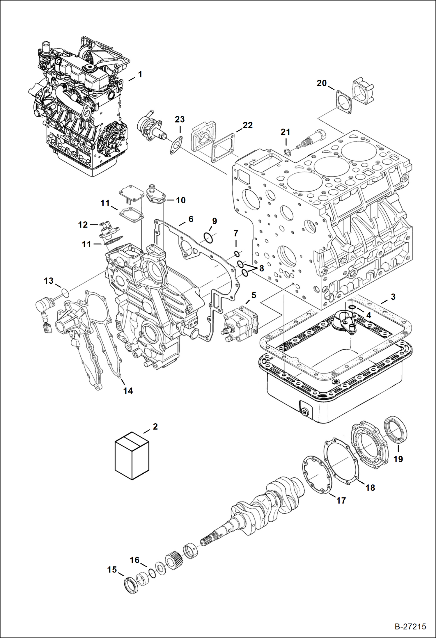 Схема запчастей Bobcat 325 - ENGINE & LOWER GASKET KIT POWER UNIT