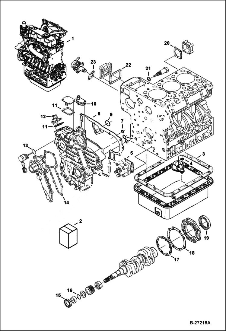 Схема запчастей Bobcat 328 - ENGINE & LOWER GASKET KIT Kubota - D1703-M-E3B - Interim Tier IV Replacement REPLACEMENT ENGINE