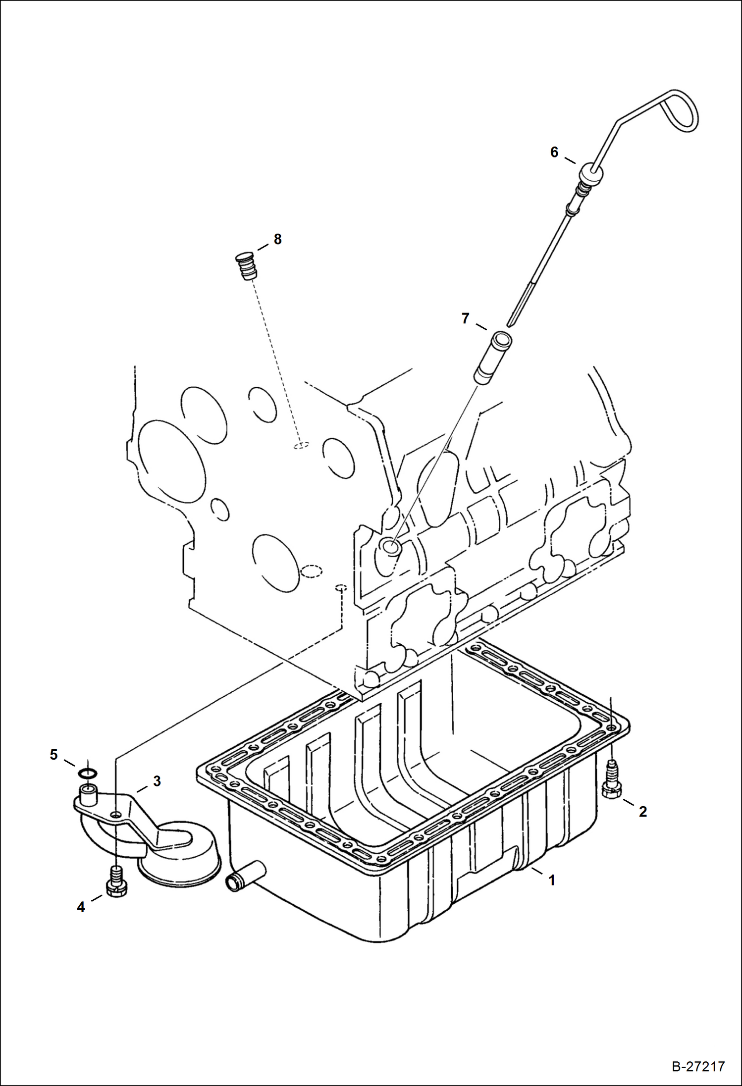 Схема запчастей Bobcat 400s - OIL PAN (Kubota D1005 Tier II) (S/N 538911001 & Above, 539011001 & Above) POWER UNIT