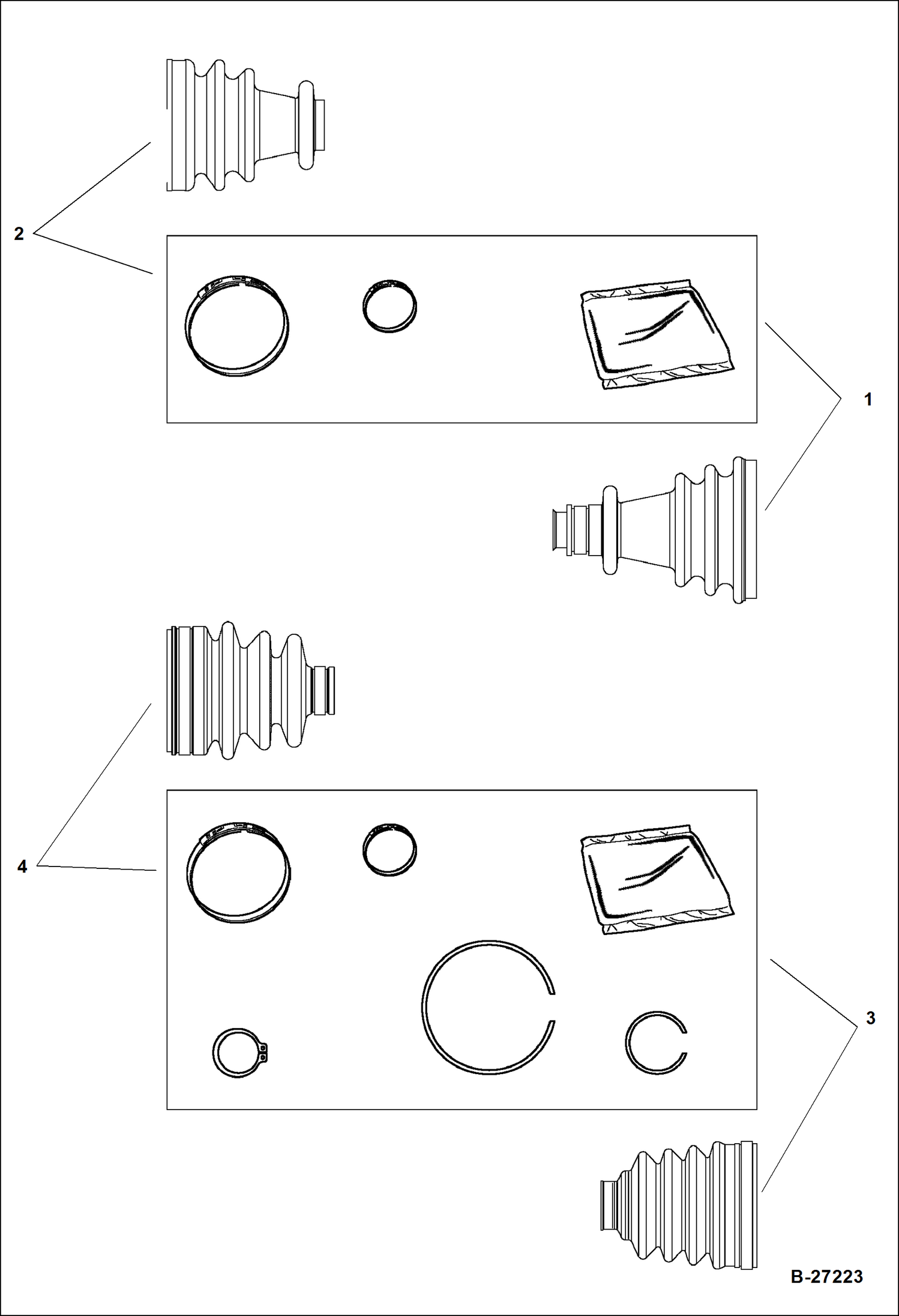 Схема запчастей Bobcat 2200 - CV BOOTS & KITS CHASSIS