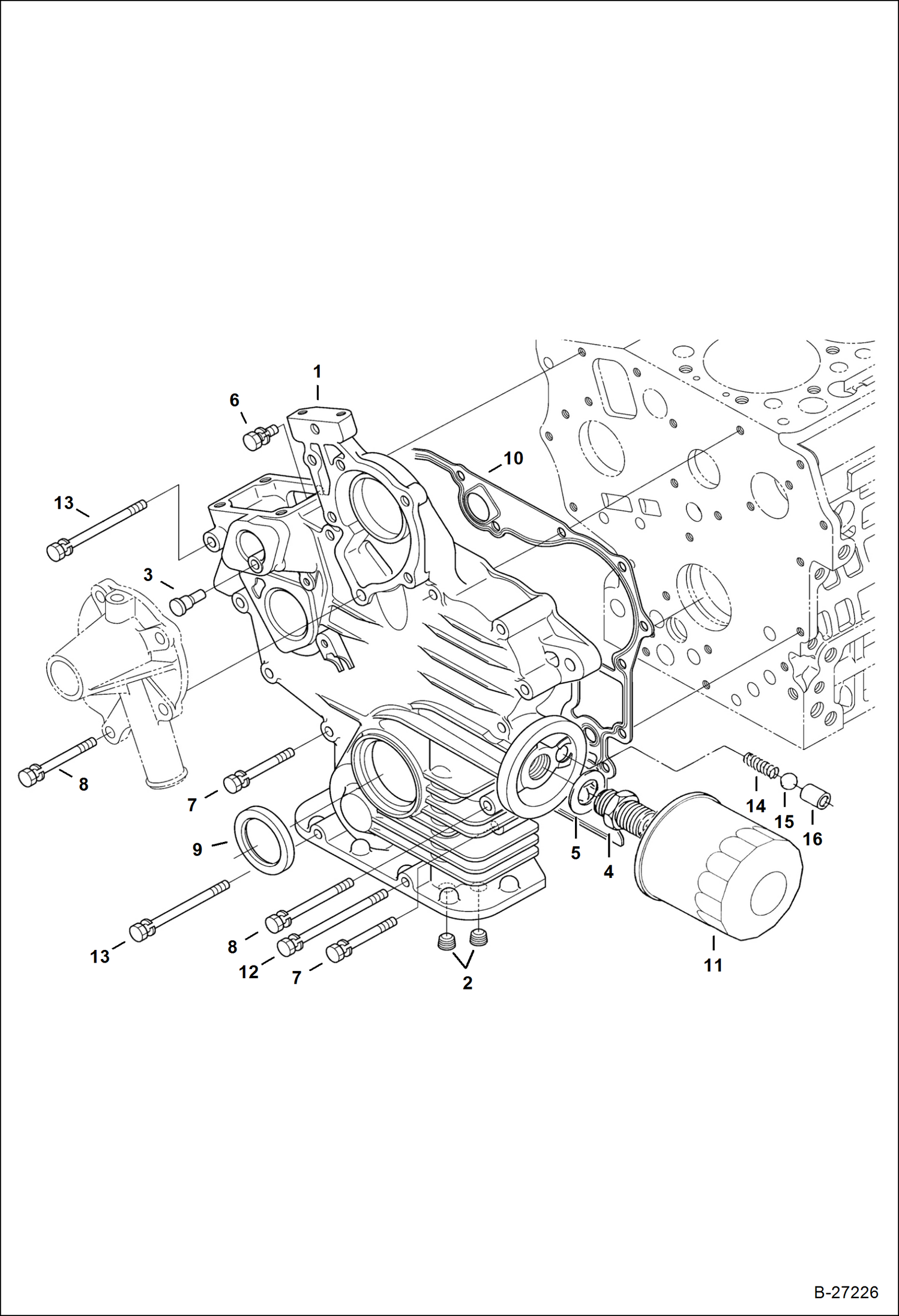 Схема запчастей Bobcat Mini Tracks Loaders - GEARCASE (Kubota D902-E3B-BC-1)(Tier IV Replacement) REPLACEMENT ENGINE