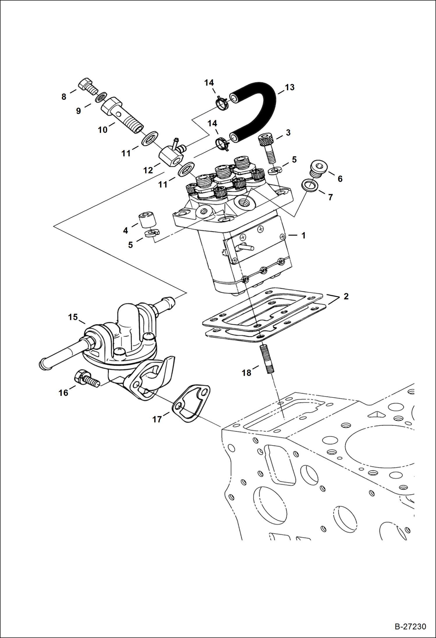 Схема запчастей Bobcat Mini Tracks Loaders - FUEL & INJECTION PUMP (Kubota D902-E3B-BC-1)(Tier IV Replacement) REPLACEMENT ENGINE