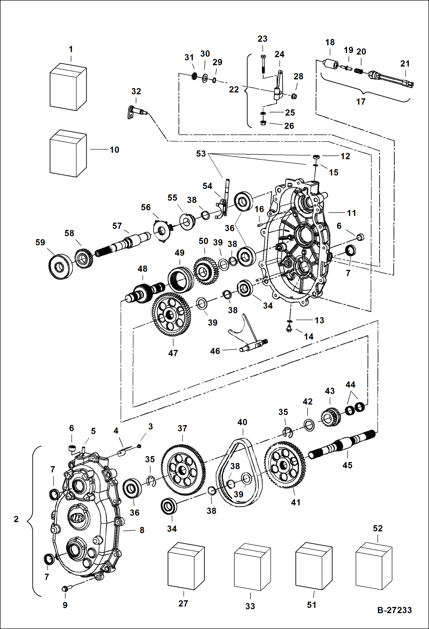 Схема запчастей Bobcat 2200 - TRANSMISSION (Updated Design) DRIVE TRAIN