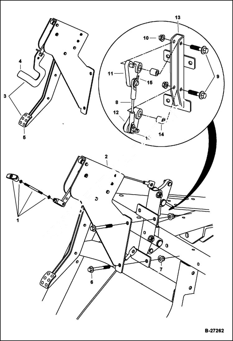 Схема запчастей Bobcat 2200 - PARK BRAKE PEDAL (With Bellcrank System) CHASSIS